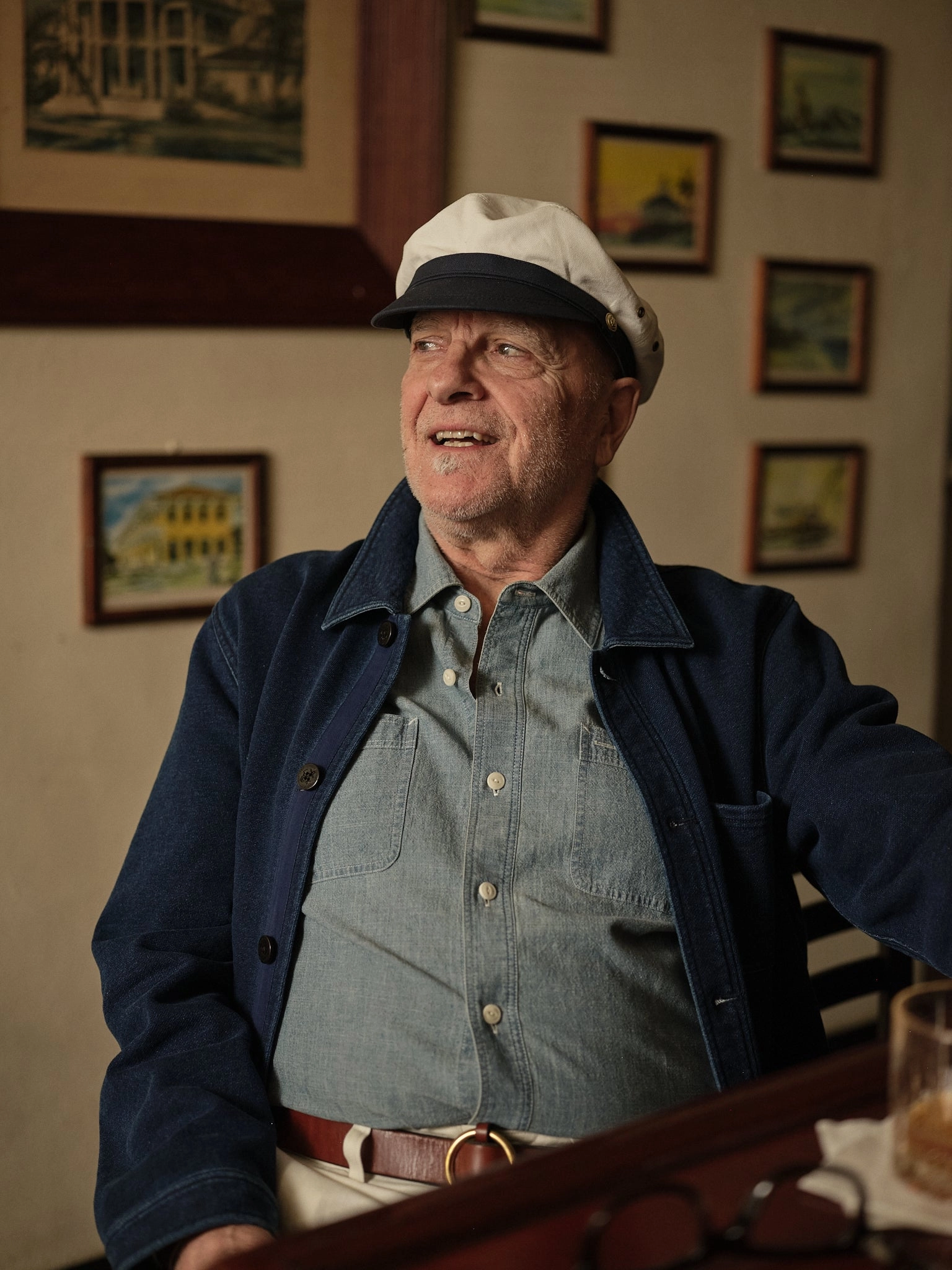 WrinkleFreeFinish French Workman??s Jacket in Dark Wash Indigo Loopback Terry