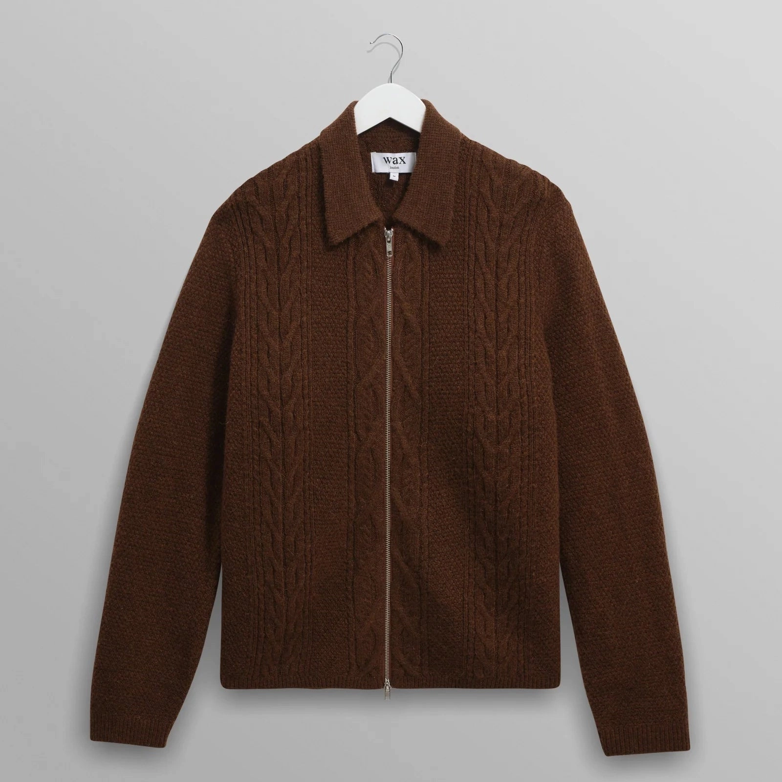 All Day Fit Friar Zip Knit Jacket Brush Cable (Brown)