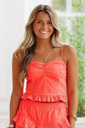 Frolic in the Sun Crop Top - Orange Reflective Trim