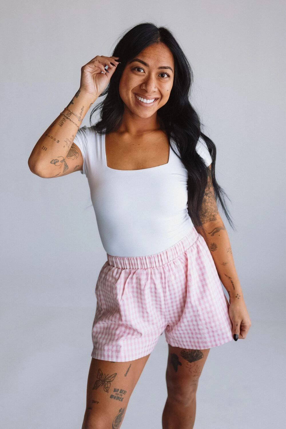 Plaid Boxer Lounge Shorts for Women in Pink | PSP1142-PINK Fun Patterns Microfiber Blend Fabric