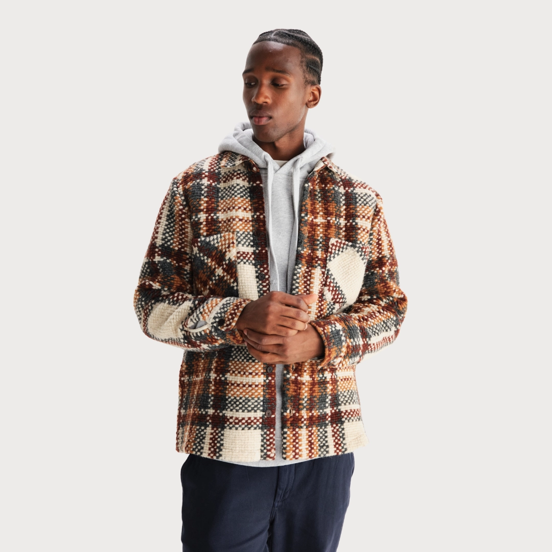Whiting Overshirt Wool Blend Bobble (Ecru   Multi) Weekend Outing Wear Minimal Aesthetic