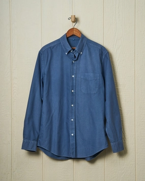 Garment Dyed Oxford Shirt in Weathered Navy Thermal Regulation Fabric