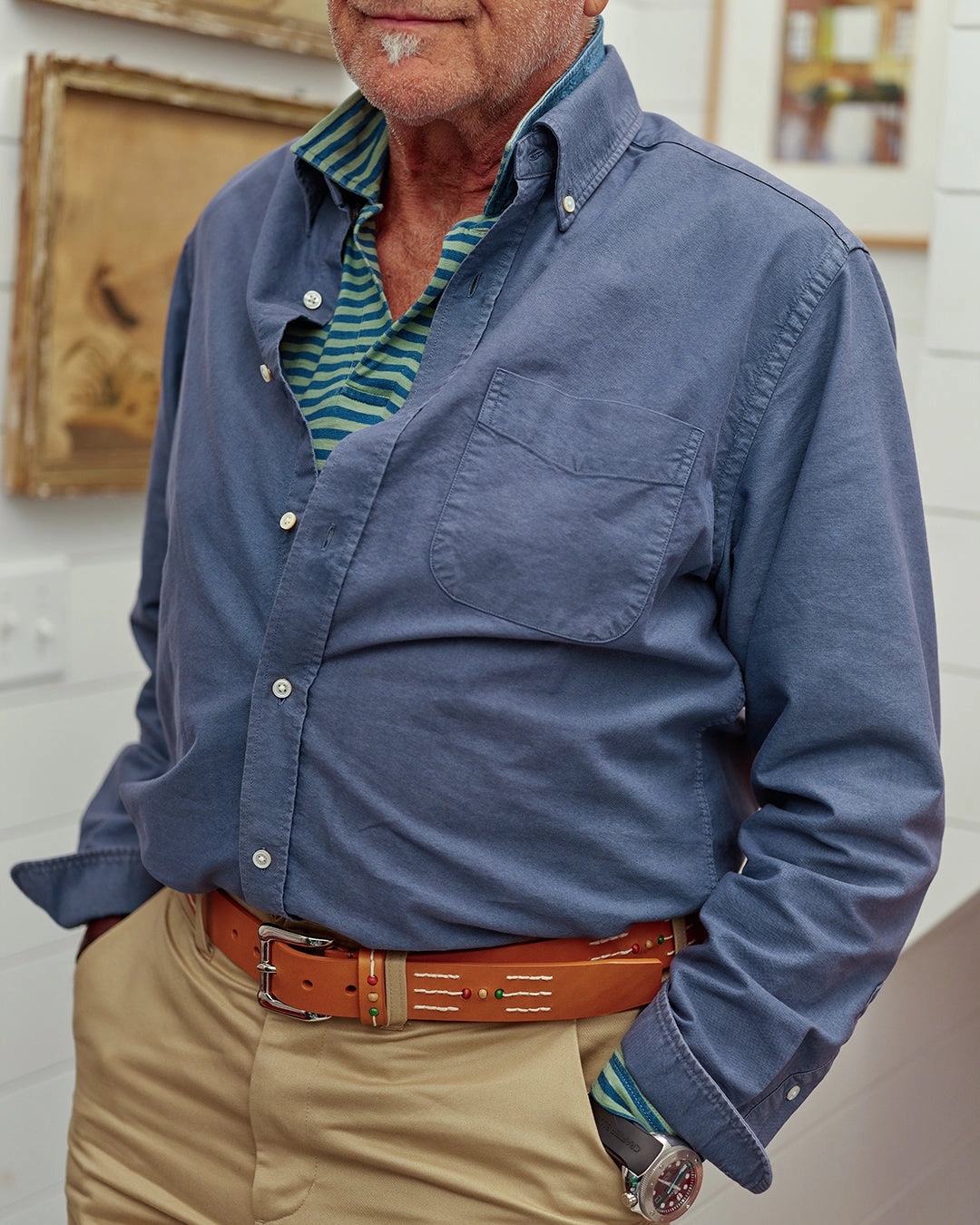 Garment Dyed Oxford Shirt in Weathered Navy ethical fashion