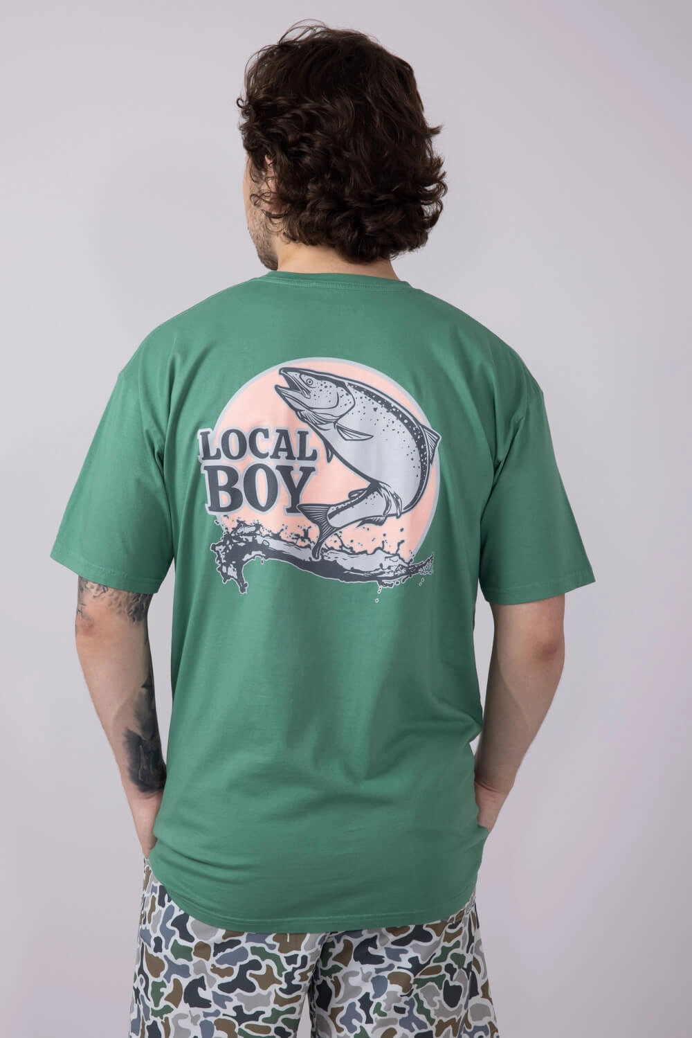 Local Boy Salmon T-Shirt for Men in Green | L1000548-LTGREEN Chilly Style Quick Dry Fabric