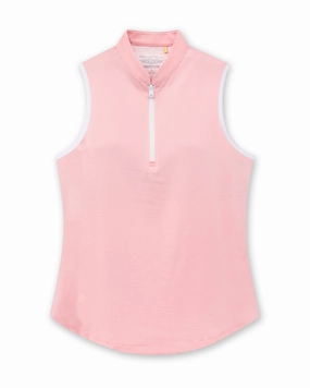 Georgia Stripe Sleeveless Polo - Flamingo Comfort Design Layer Ready