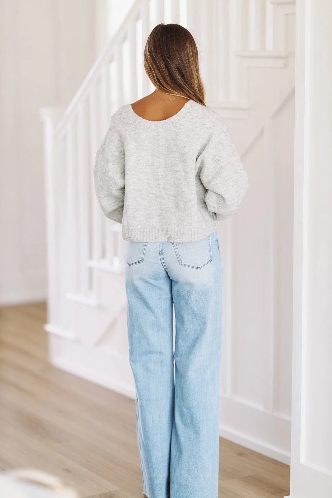 MultiPurposeUtility Girly Girl Knit Bow Top - Heather Grey