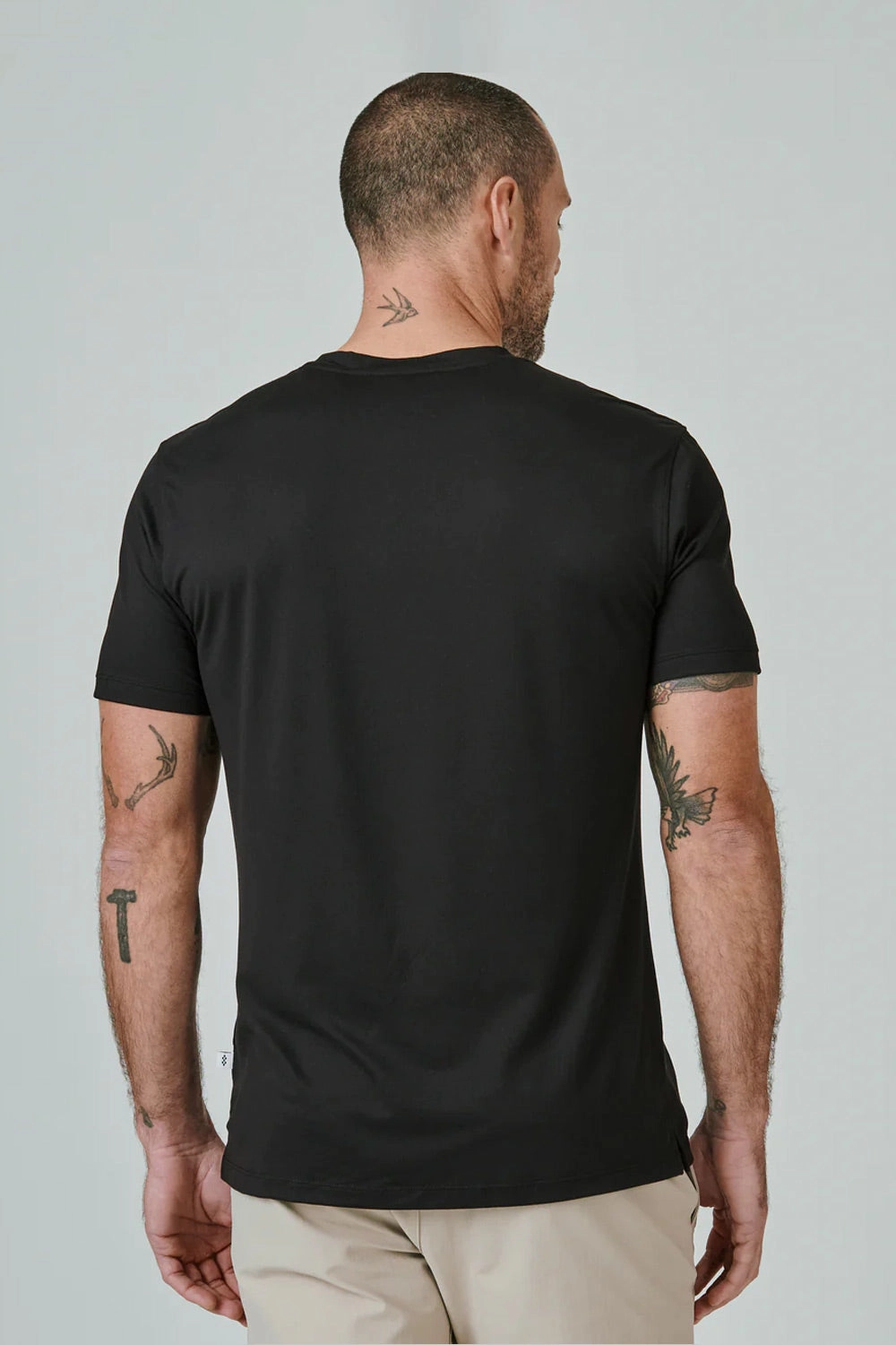 7Diamonds Core Crew T-Shirt for Men in Black | CSMT-4207-BLACK Spring Wear Ruffled edges