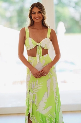 Go For It Crop Top - Lime Green and White Versatile Design