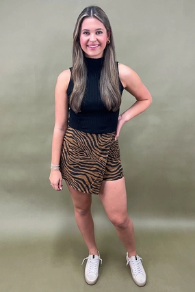 Eco Friendly Dyeing Golden Jungle Tiger Print Skort