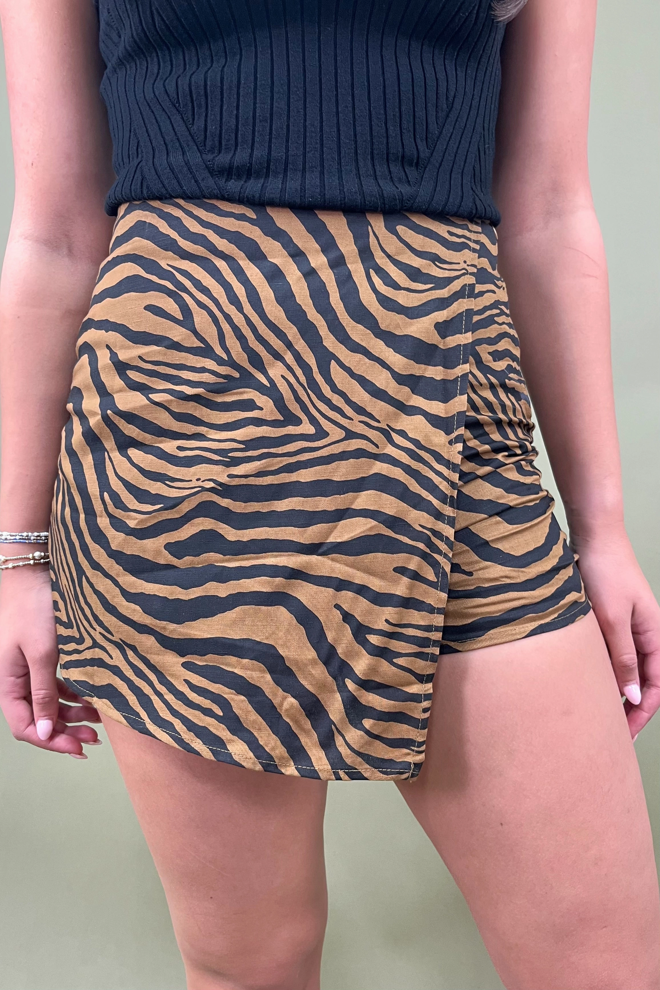 Golden Jungle Tiger Print Skort Perfect Look