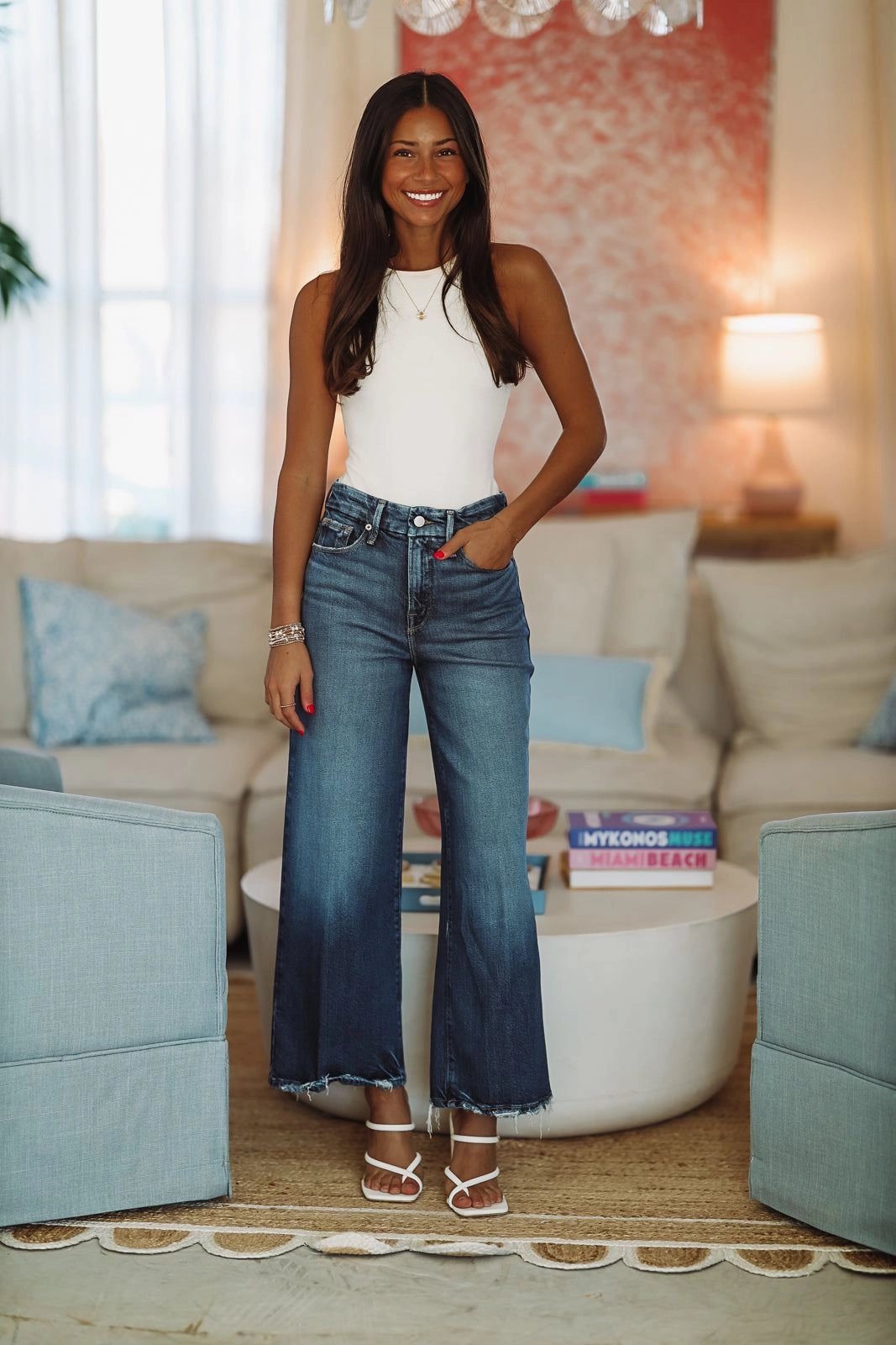 Good American Palazzo Crop Janes - Medium Wash sporty wear Soft Material