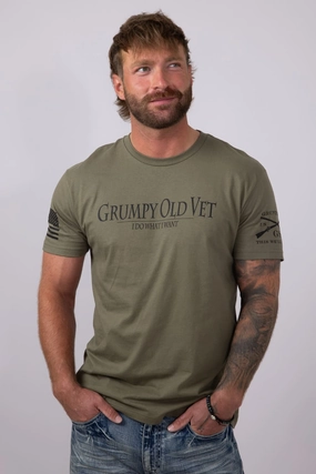 Grunt Style Grumpy Old Vet T-Shirt for Men in Green | GS4505-ARMYGREEN Trendy Tops