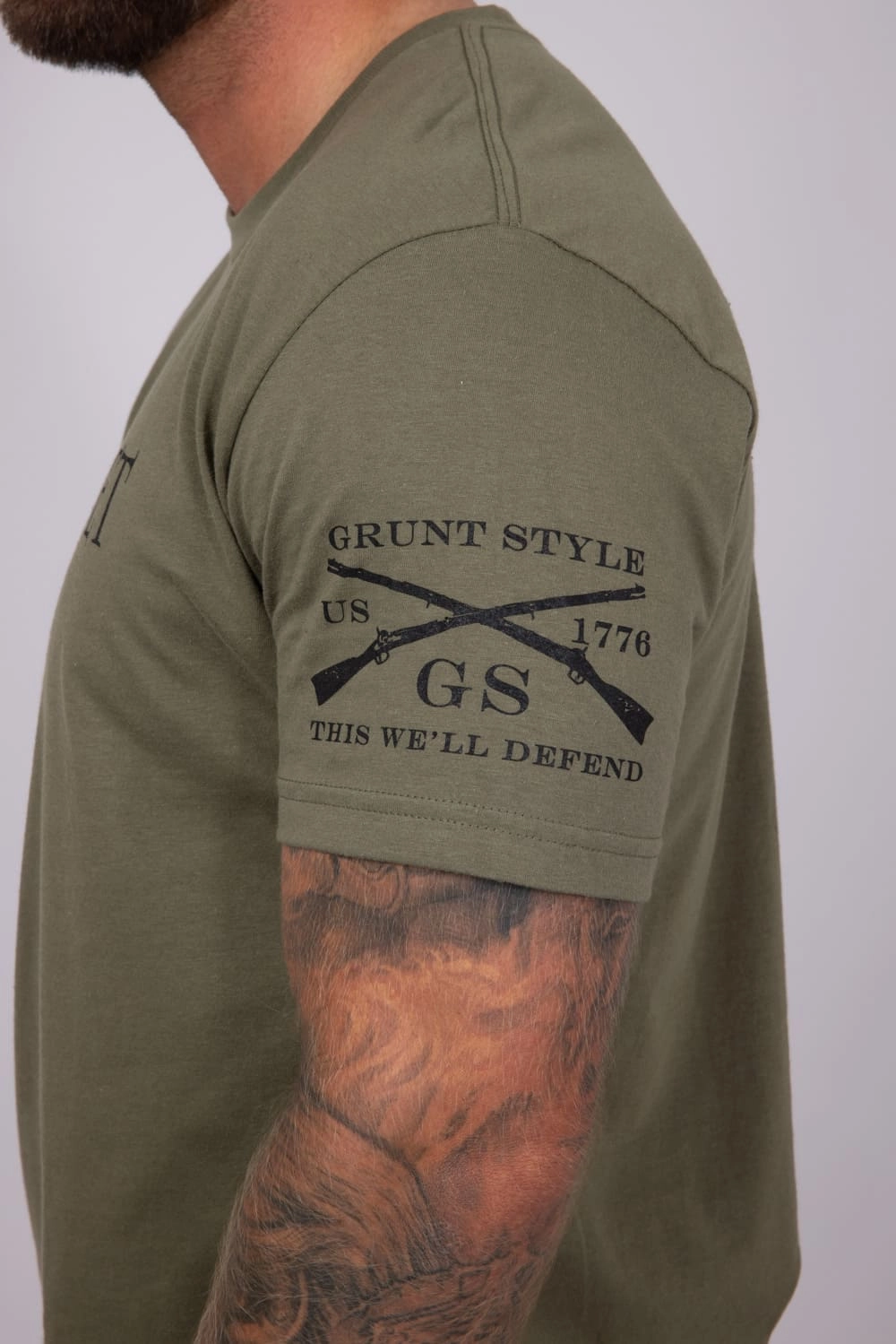 Grunt Style Grumpy Old Vet T-Shirt for Men in Green | GS4505-ARMYGREEN Anti-static