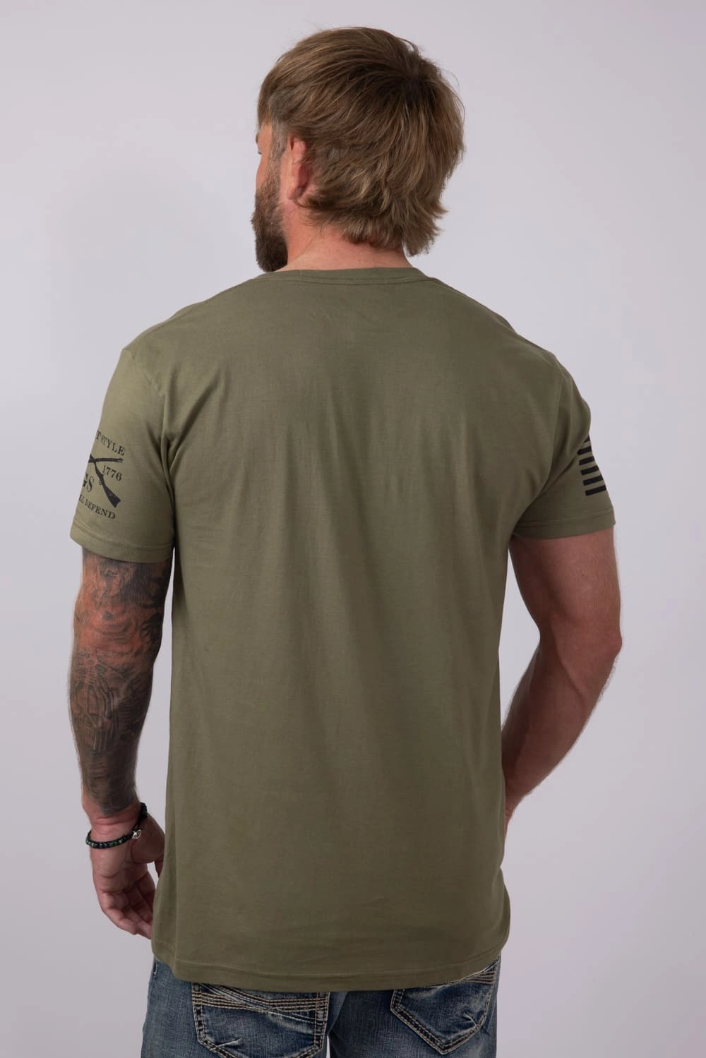 print design Grunt Style Whiskey Helps T-Shirt for Men in Army Green | GS5215-ARMY
