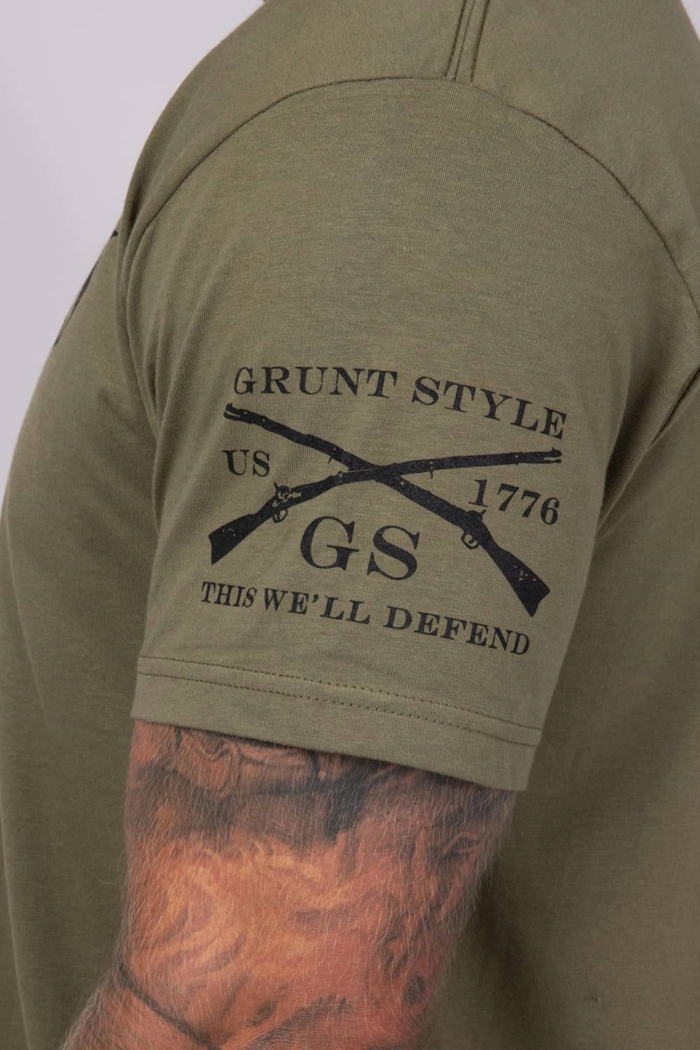 Gym clothing Grunt Style Whiskey Helps T-Shirt for Men in Army Green | GS5215-ARMY