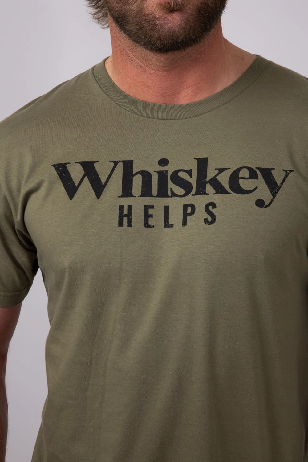 Grunt Style Whiskey Helps T-Shirt for Men in Army Green | GS5215-ARMY EnhancedDurabilityFinish Quick Dry Wear Fit