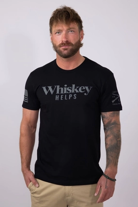 Grunt Style Whiskey Helps T-Shirt for Men in Black | GS2598-BLACK Urban Trend weekday wear