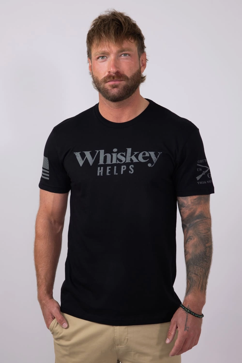 Grunt Style Whiskey Helps T-Shirt for Men in Black | GS2598-BLACK Urban Trend weekday wear