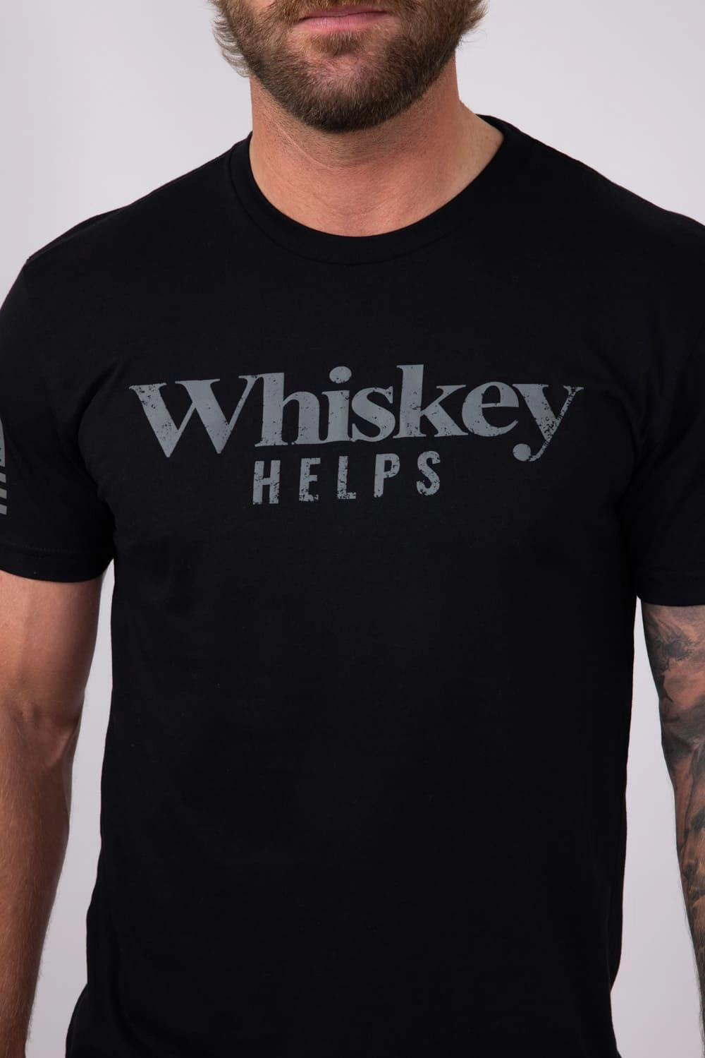 Everyday apparel Grunt Style Whiskey Helps T-Shirt for Men in Black | GS2598-BLACK