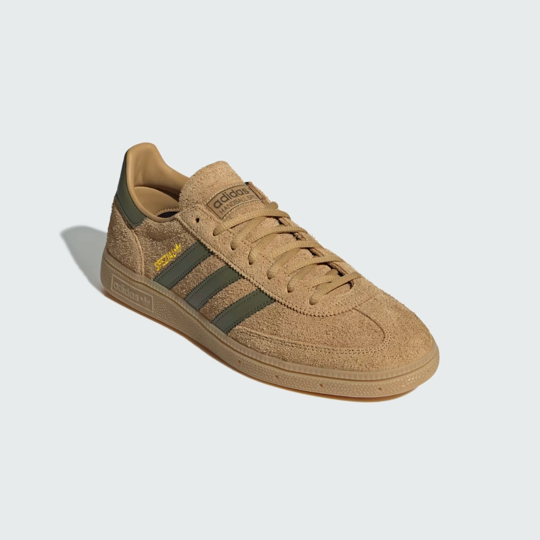 Handball Spezial Shoes (Golden Beige   Focus Olive   Gum) On-the-Go Wear Smooth Fit