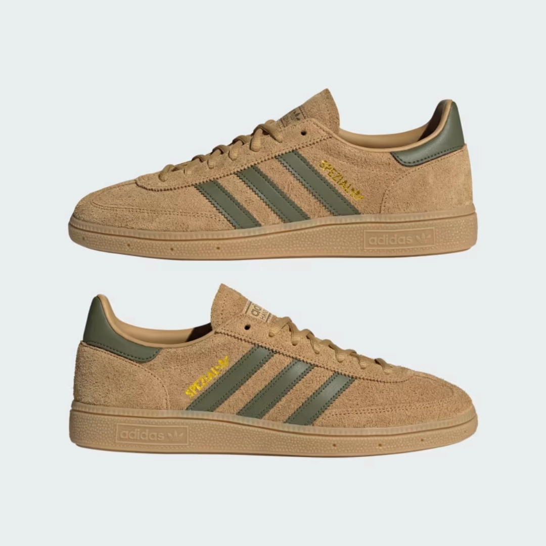 Recycled Synthetic Upper Handball Spezial Shoes (Golden Beige   Focus Olive   Gum)