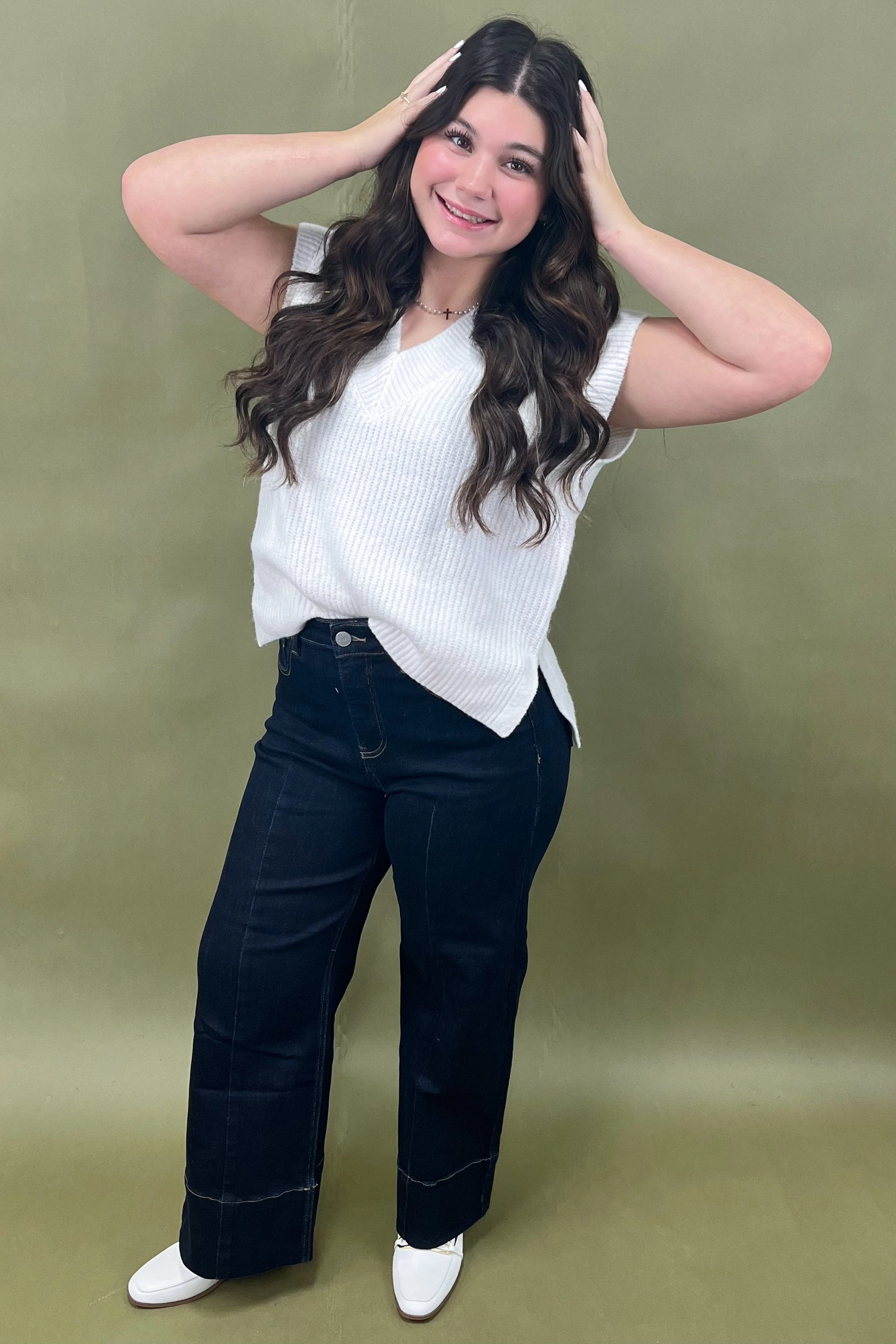 Everyday Essential Sweater Vest *More Colors* Denim Shirt V-neck Blouse