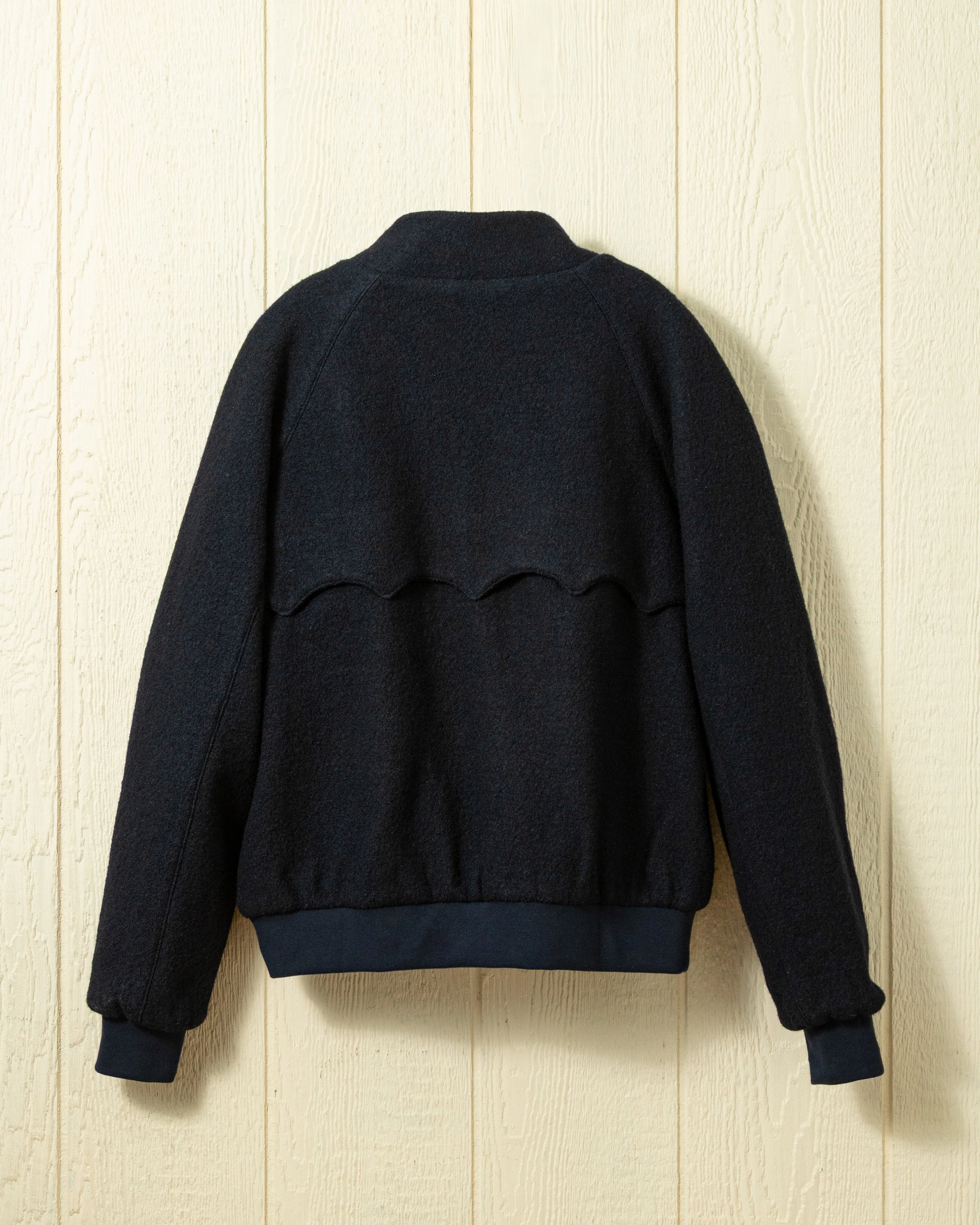 (PRE-ORDER) Brighton Jacket in Navy Felted Wool Minimalist Pocket Layout Compressed Packing Design