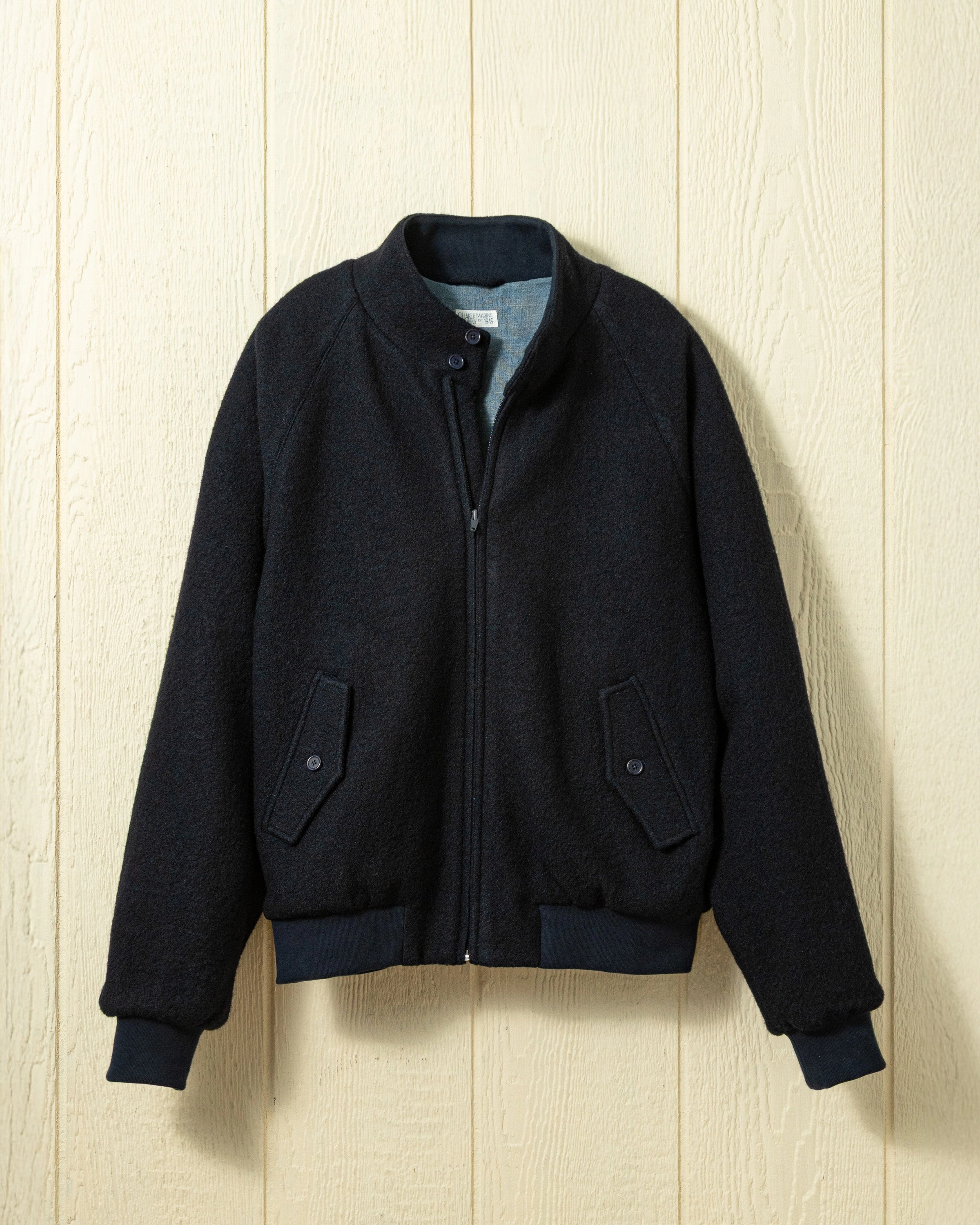 (PRE-ORDER) Brighton Jacket in Navy Felted Wool Simple Look High Neck