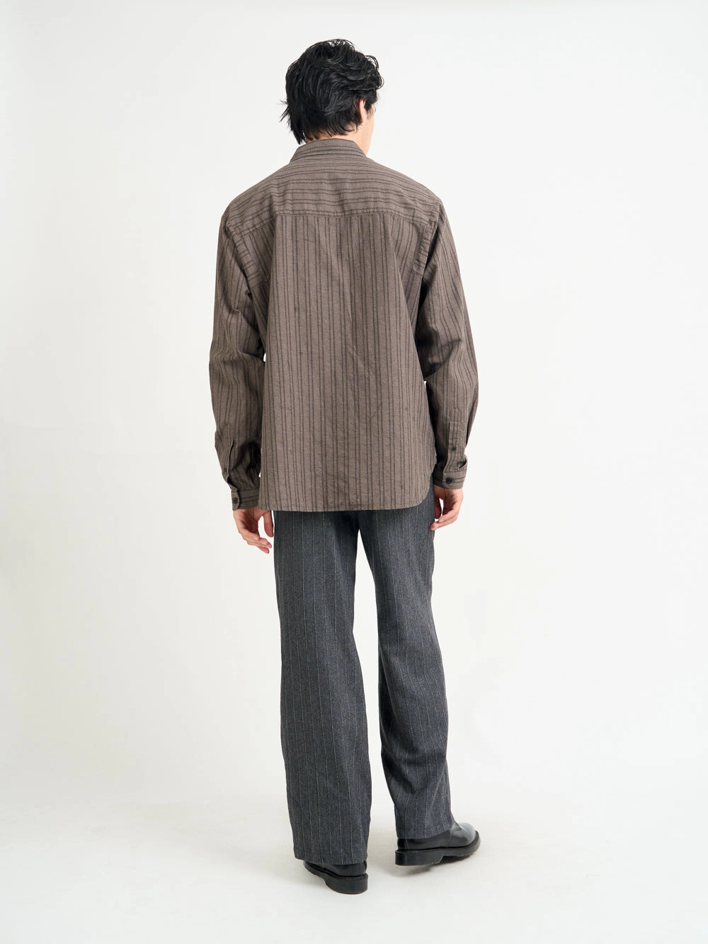 Stretchable Cloth Garrison Long Sleeve Shirt (Loose Fit) Alberg Brown