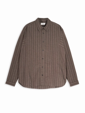 Garrison Long Sleeve Shirt (Loose Fit) Alberg Brown Double Needle Hemming