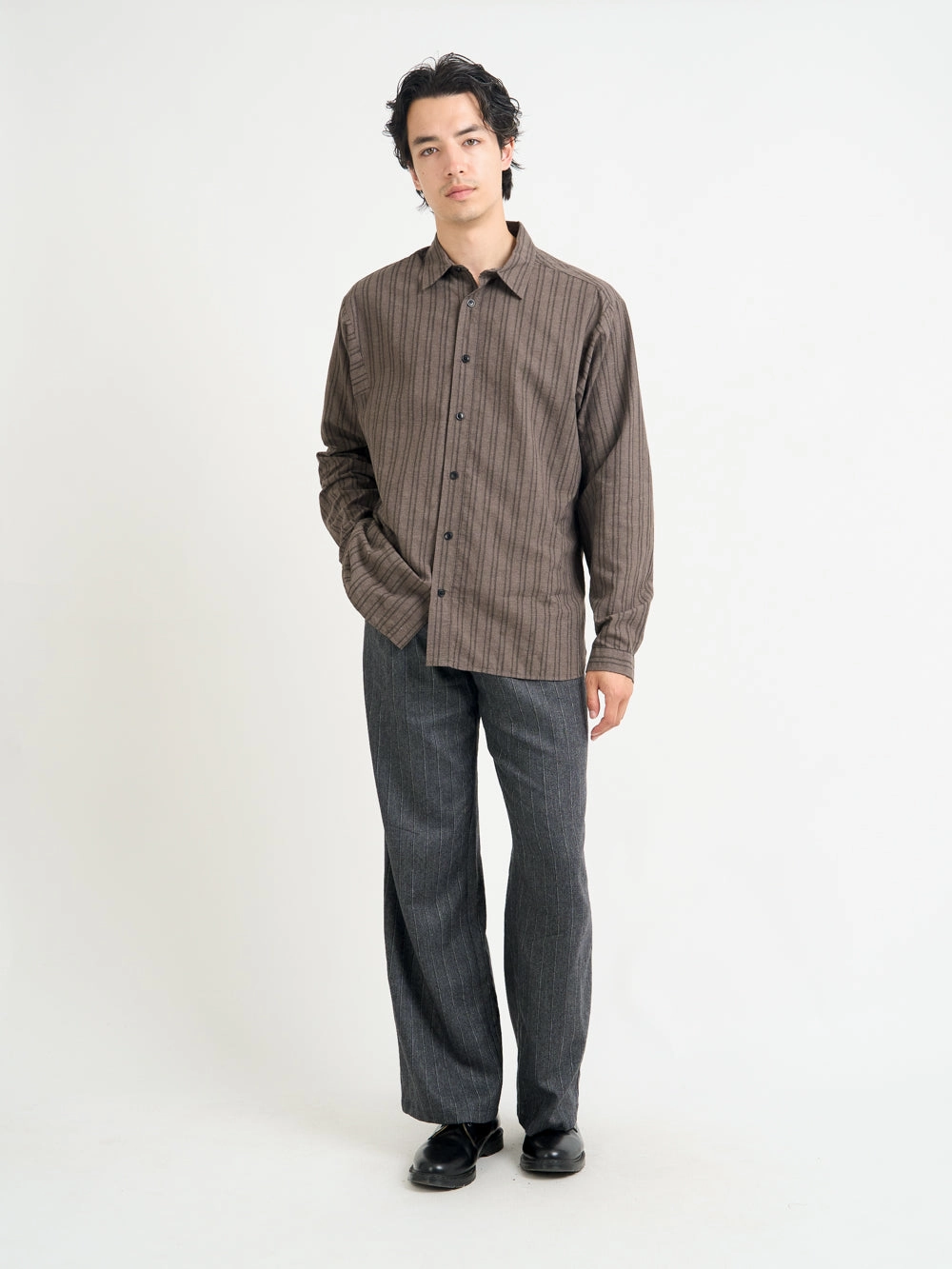 Stretchy Cloth Multipurpose Utility Garrison Long Sleeve Shirt (Loose Fit) Alberg Brown