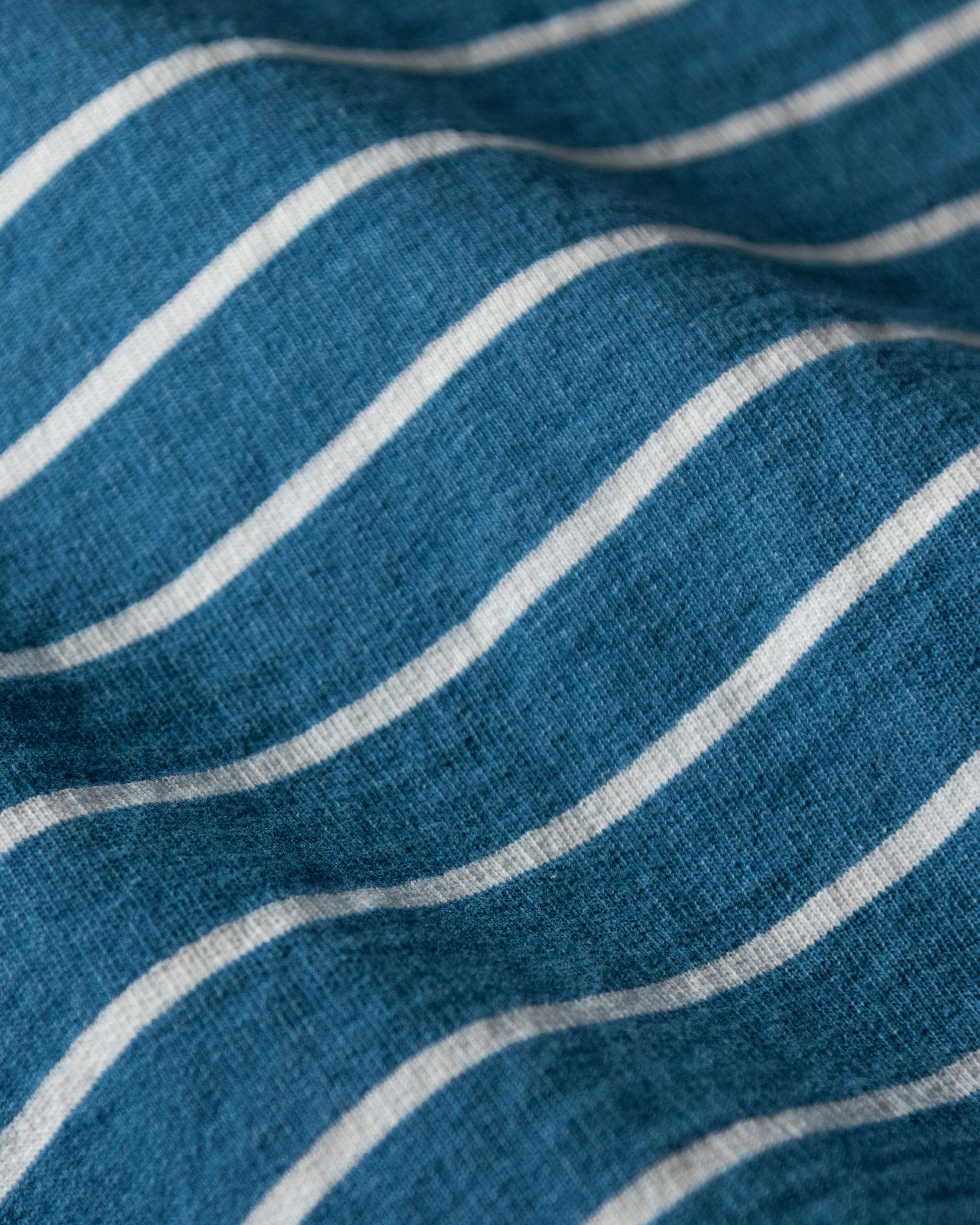 Heavyweight Long Sleeve Indigo Polo in ??? Indigo/White Stripe Comfortable Appearance Premium Layering