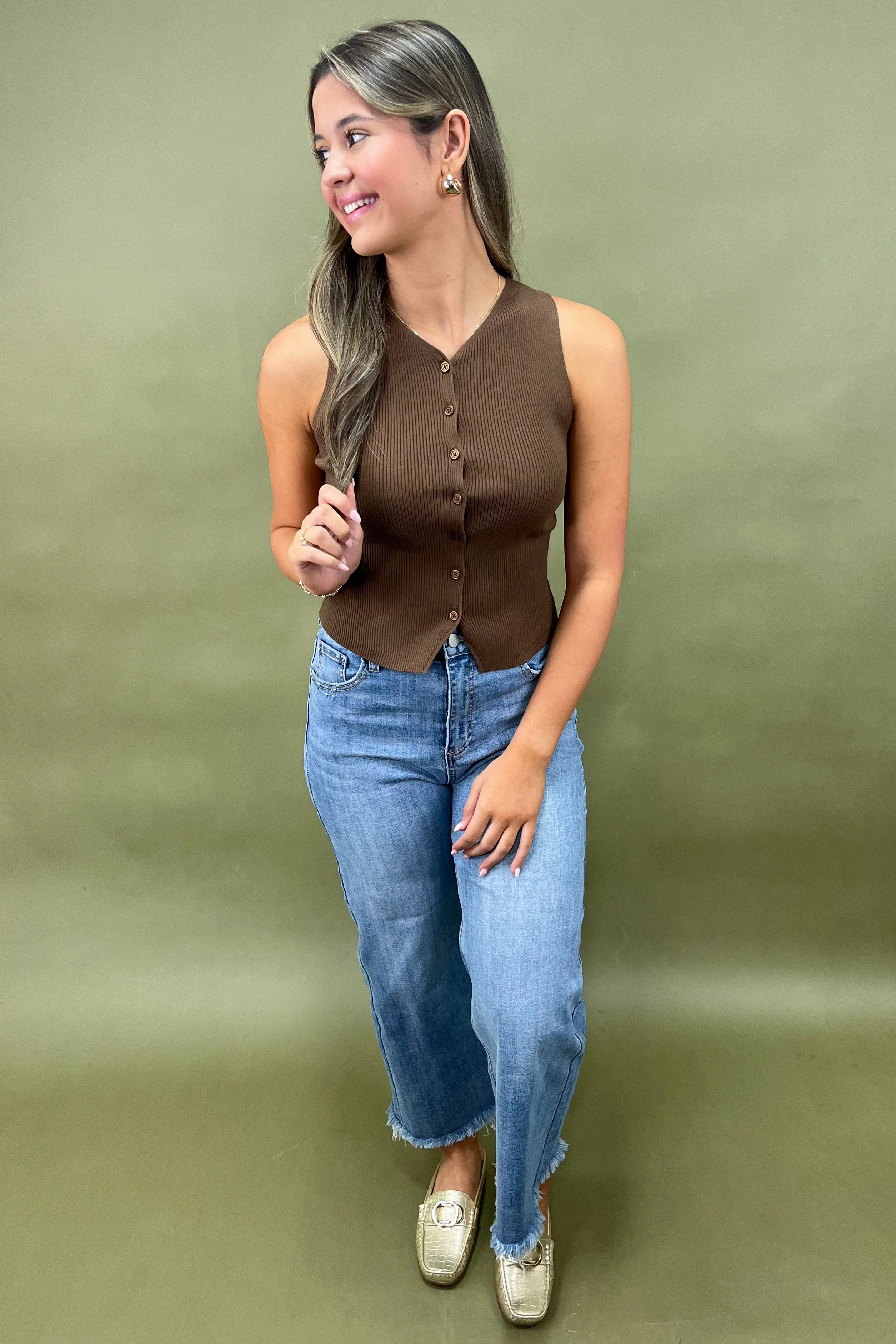 Eco friendly materials Weighted Hem Design Harvest Hues Sweater Vest * More Colors*