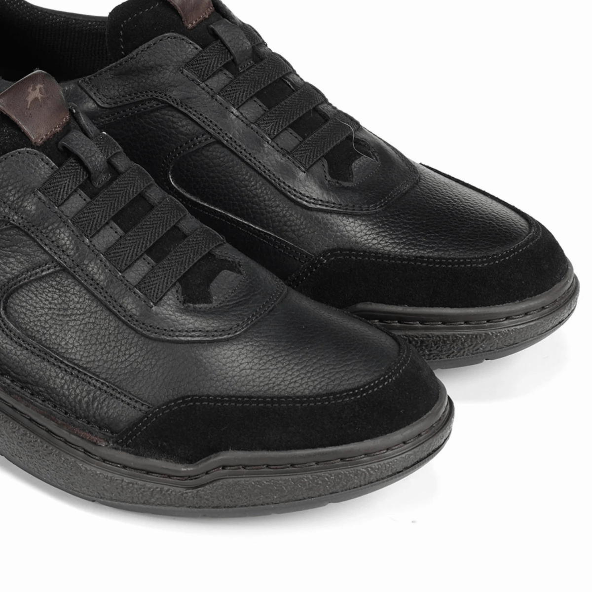 Fluchos Men's Rocky Guinea Bora Black Leather Shock-absorbent cushioning