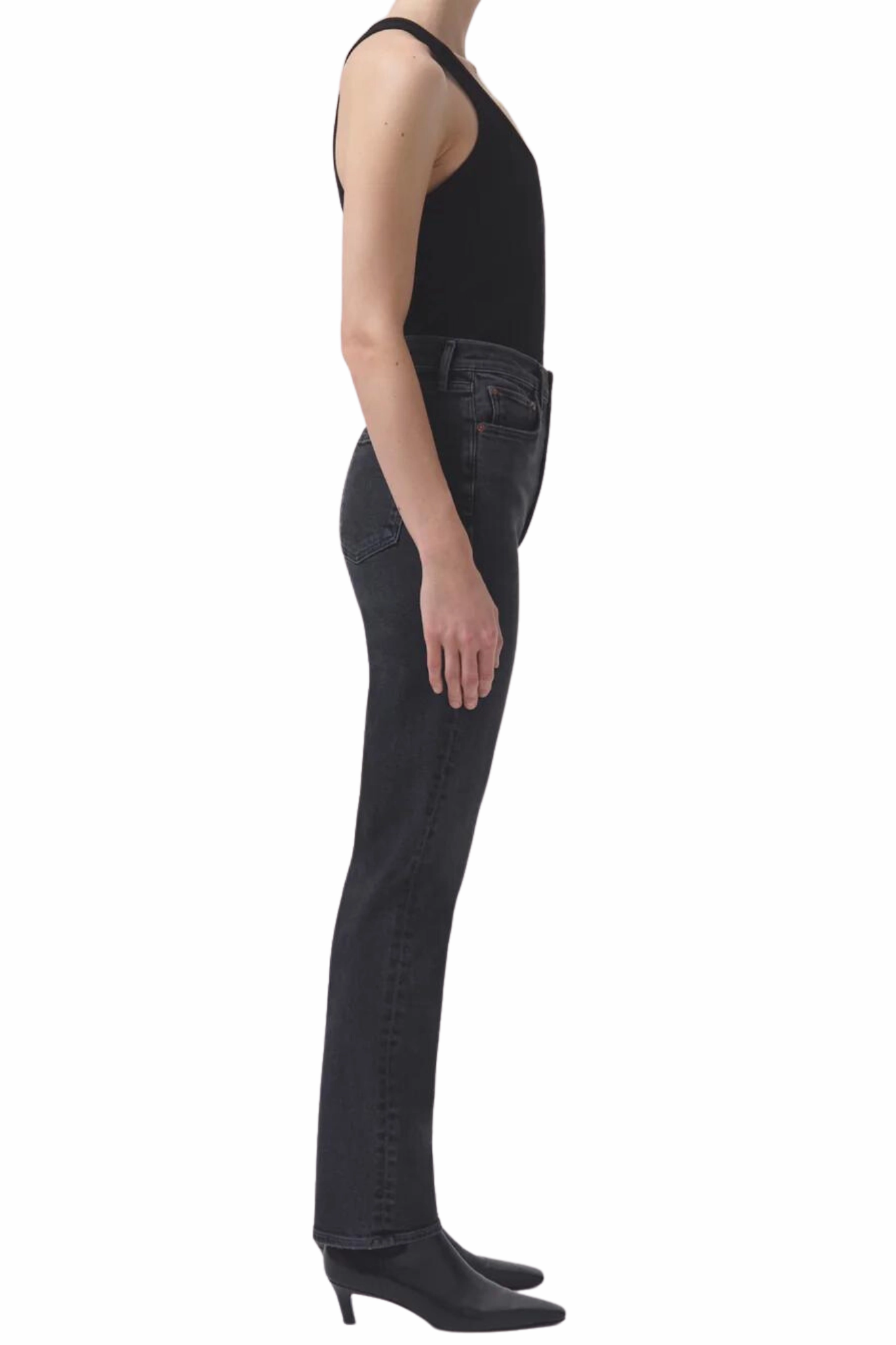 Polished Look Tailored Style High Rise Stovepipe in Metal