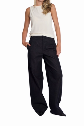 Light Waist High Waist Cotton Twill Wide Leg