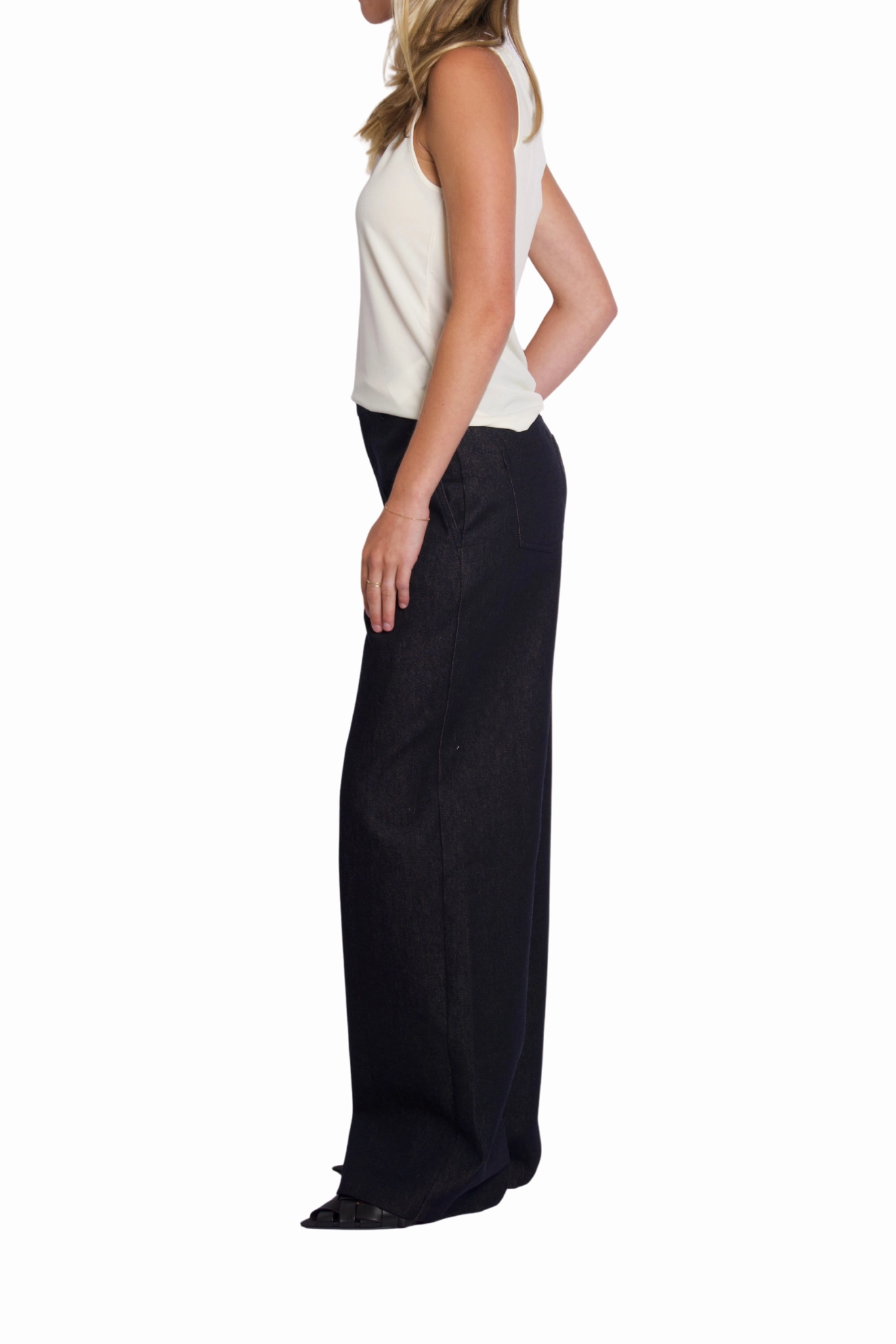 High Waist Cotton Twill Wide Leg Stylish Cut