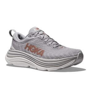 zipper closure shoes stability increase HOKA Women's Gaviota 5 Wide Harbor Mist/Rose Gold