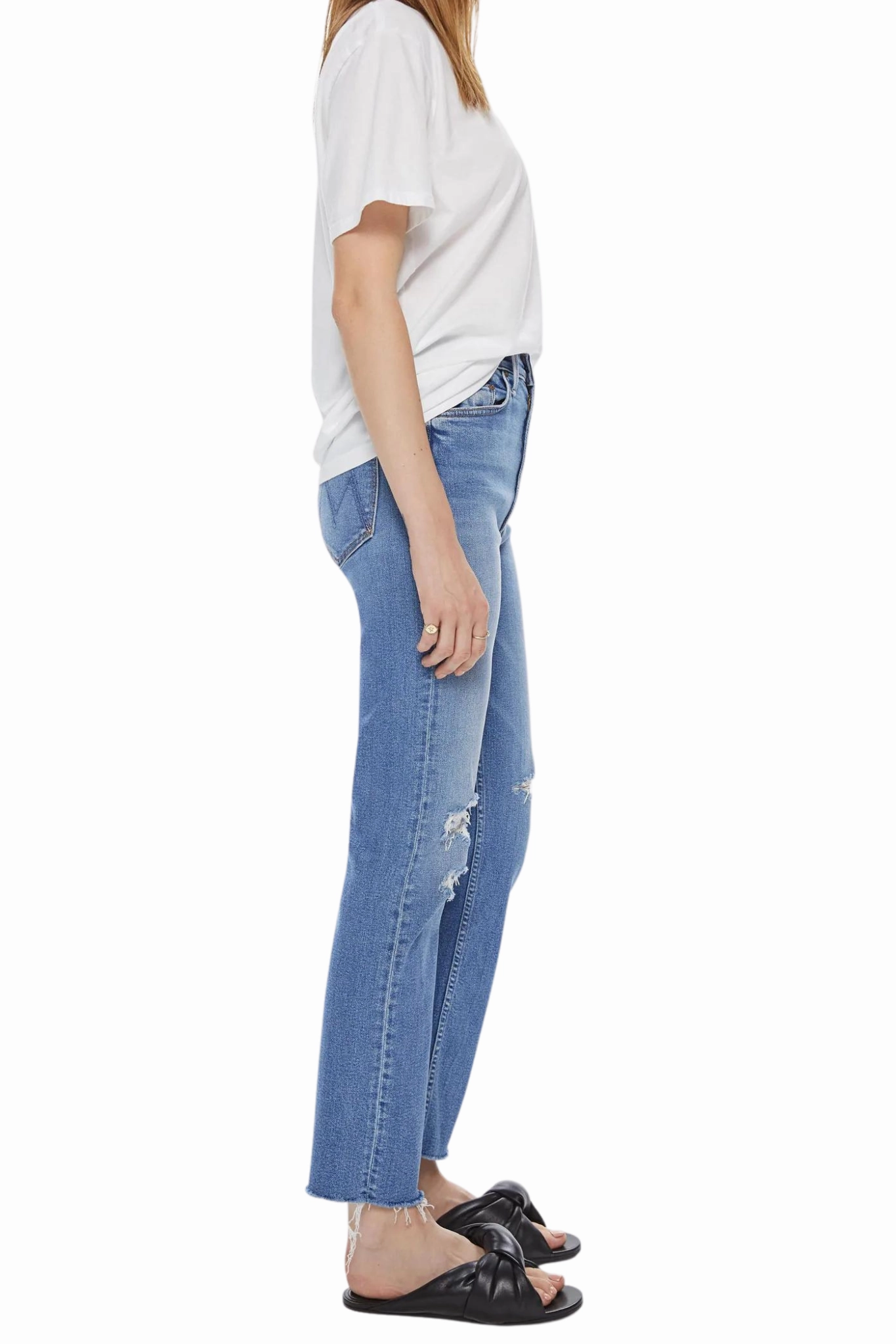 HW Rider Ankle Fray in Party Like a Pirate Luxury Textured Stretch Denim Technology