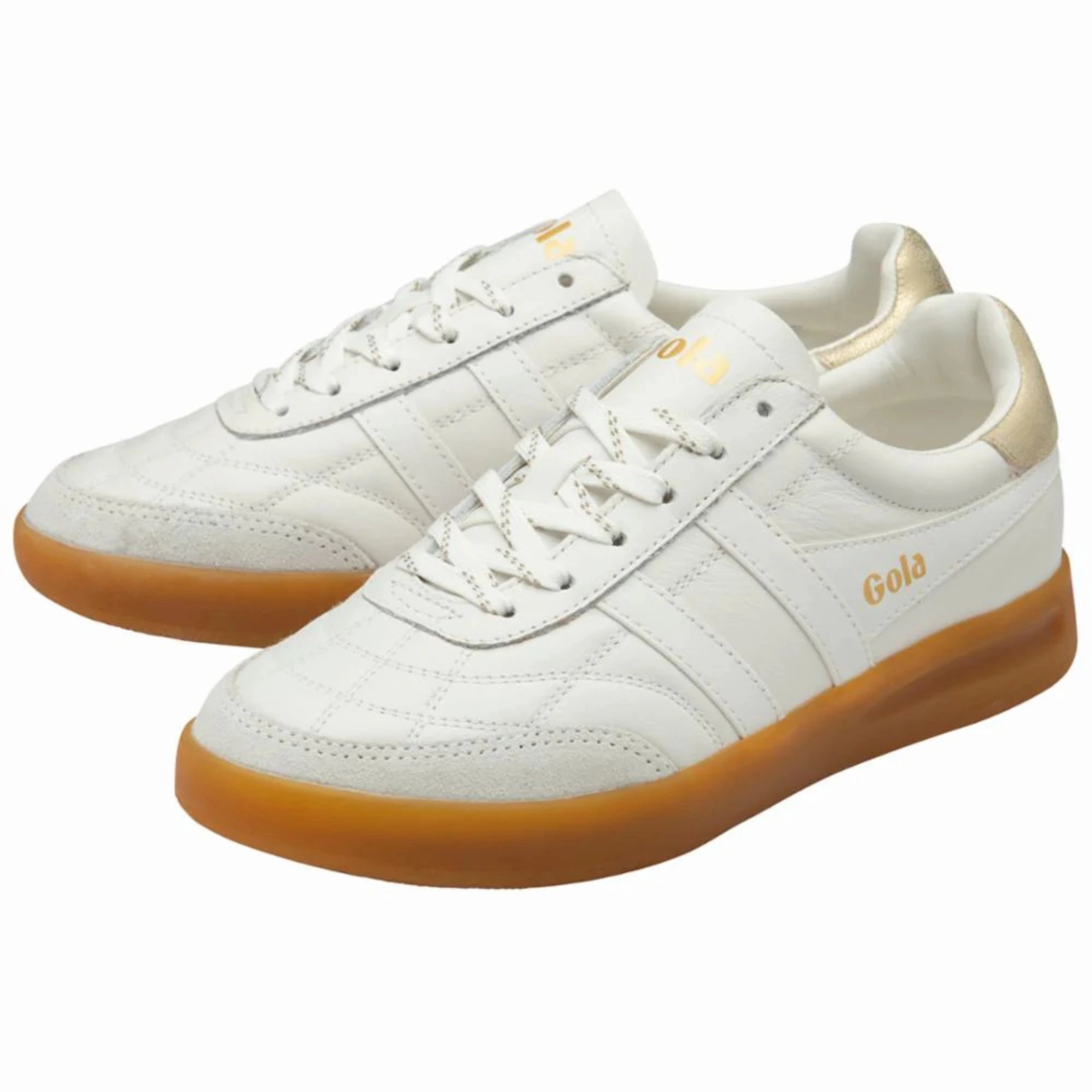 Stadia Leather Sneaker (White   Gold   Gum) Superior Cushioning