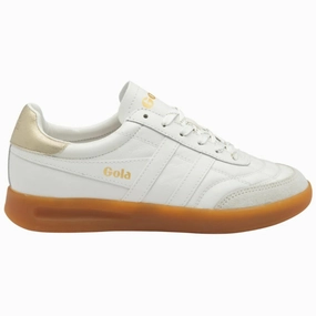 Stadia Leather Sneaker (White   Gold   Gum) Balanced Step Walk Strong