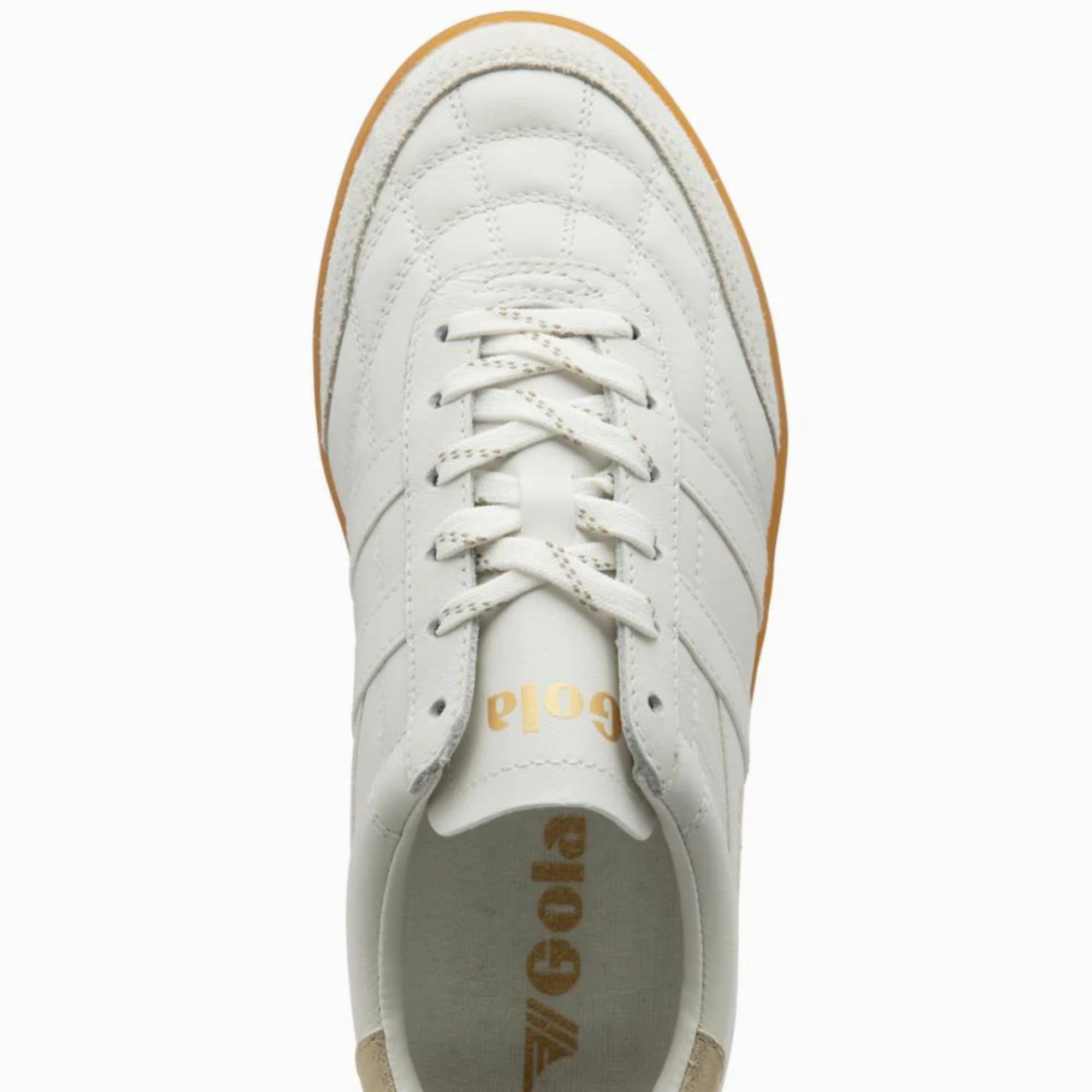 Stadia Leather Sneaker (White   Gold   Gum) Low Profile Silhouette