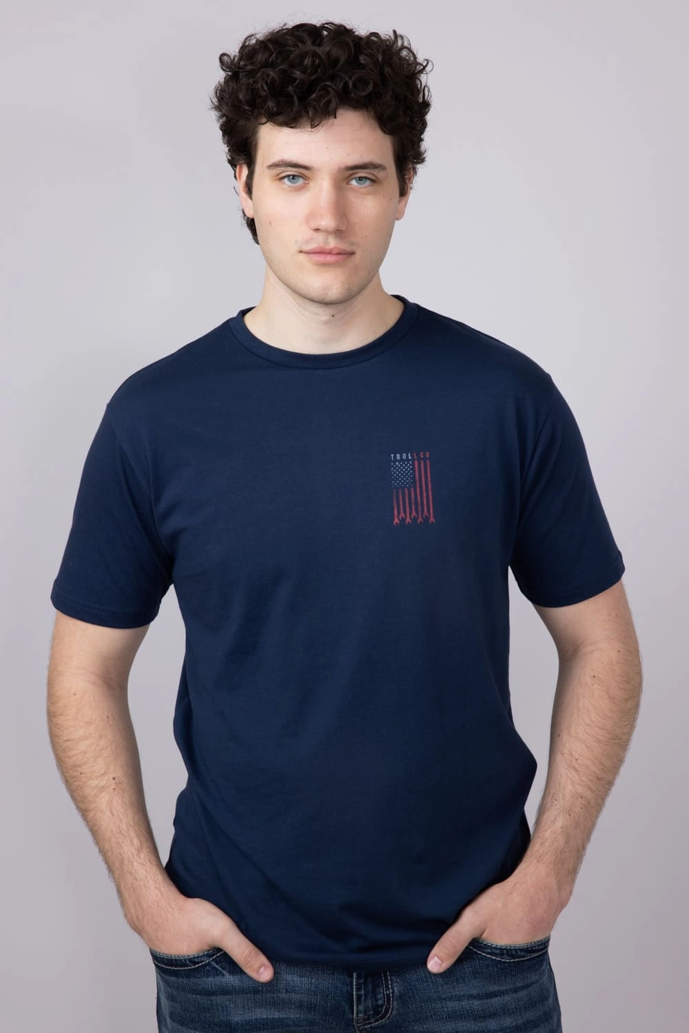 Minimalist Comfort Troll Co Dirty Hands Clean Money Flagship T-Shirt for Men in Navy | TC2351-NAVY
