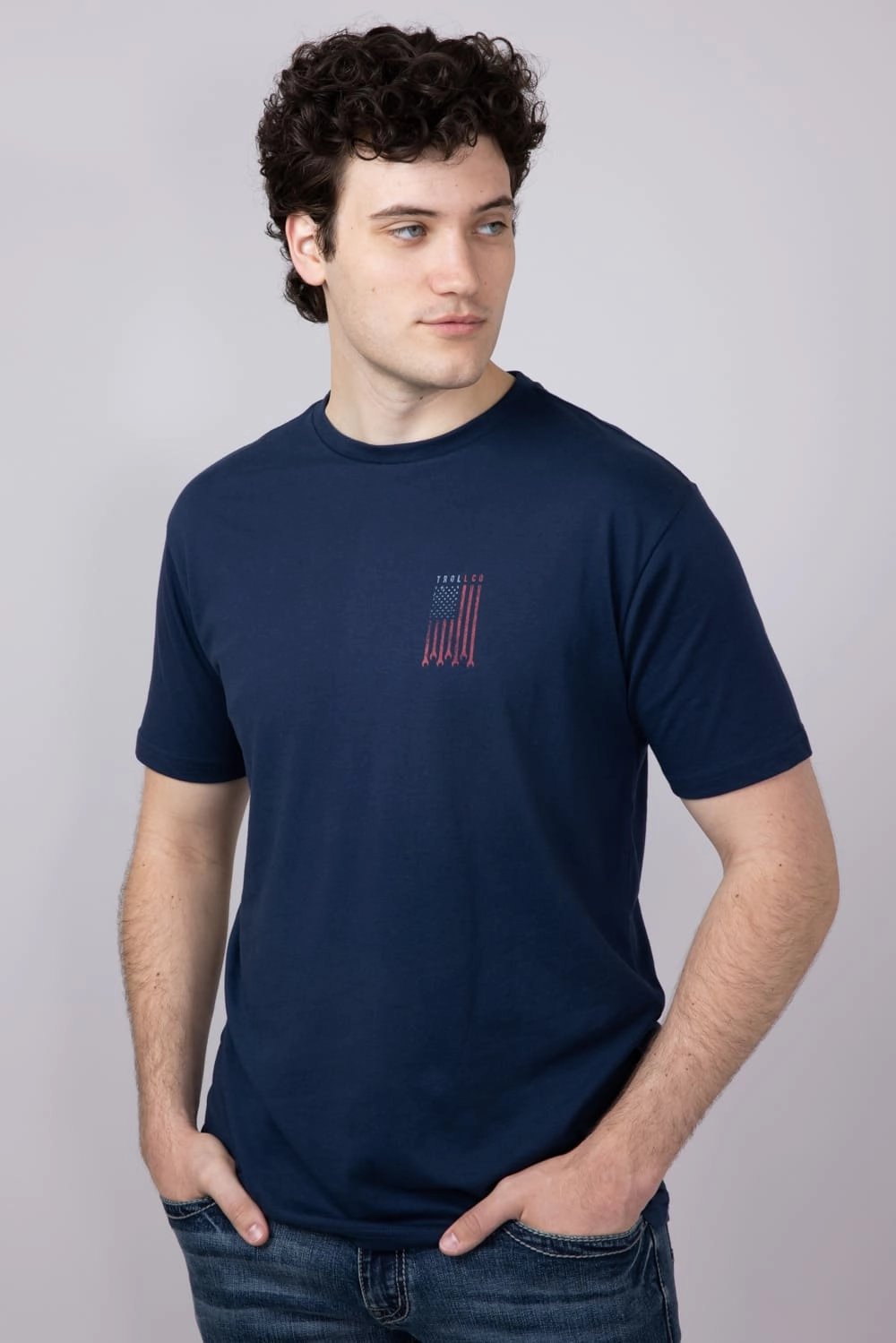 Troll Co Dirty Hands Clean Money Flagship T-Shirt for Men in Navy | TC2351-NAVY Perfect for Workouts Pocket Design