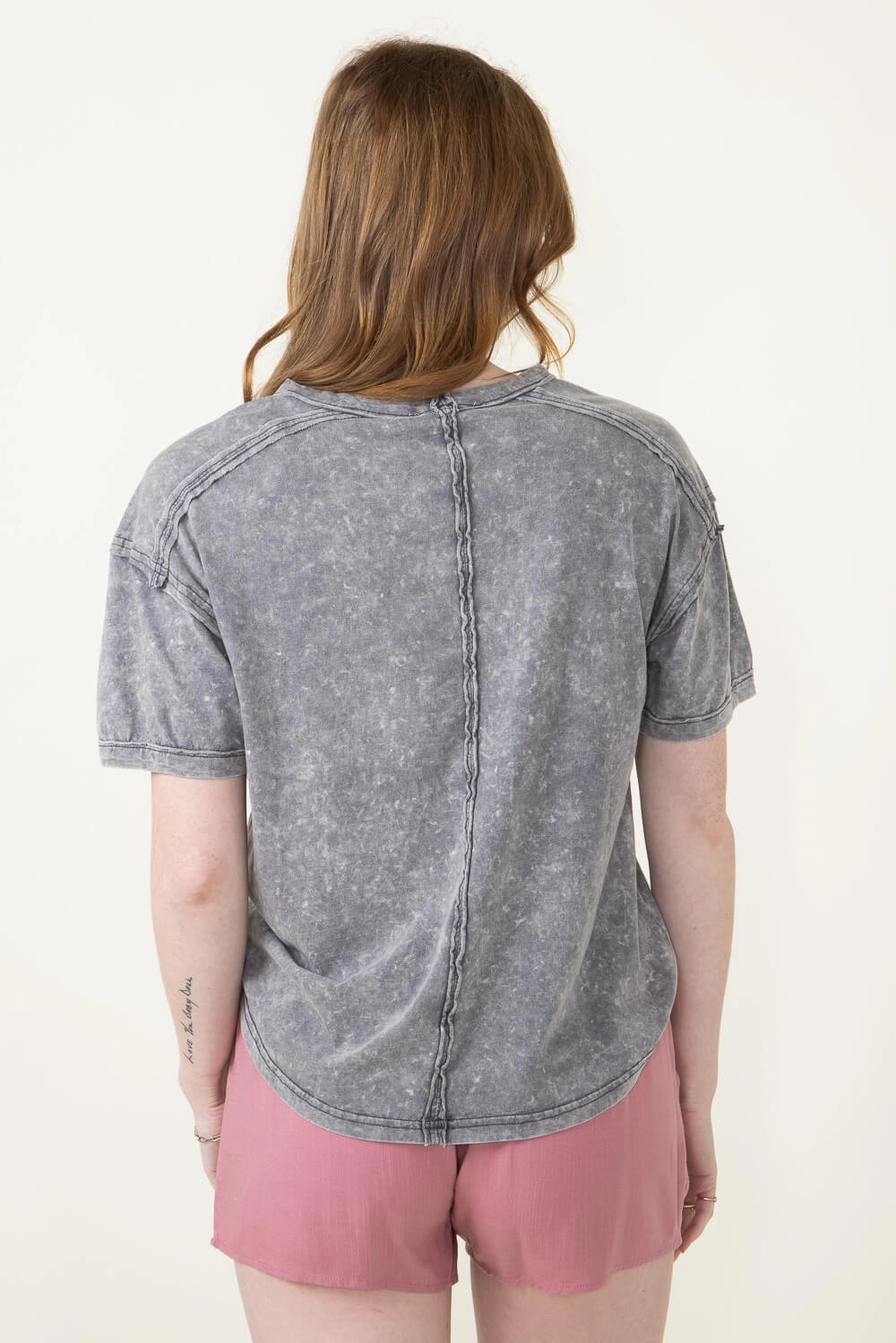 Mineral Wash Knit T-Shirt for Women in Charcoal | NT11108-CHARCOAL Outdoor Smart Comfortable Fit Wear