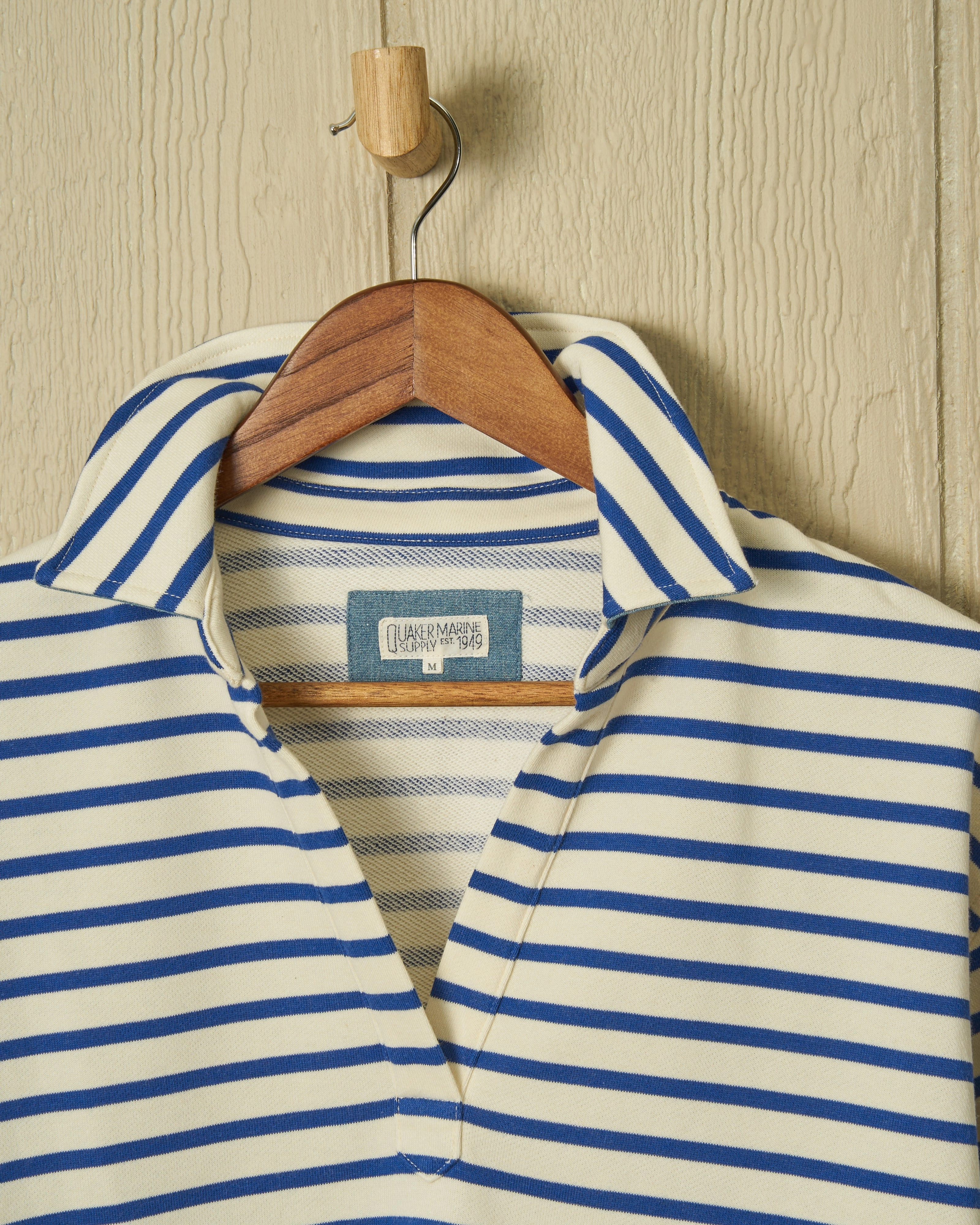 Inlet Pullover in Cream/Atlantic Blue Loopback Terry HiddenPocket