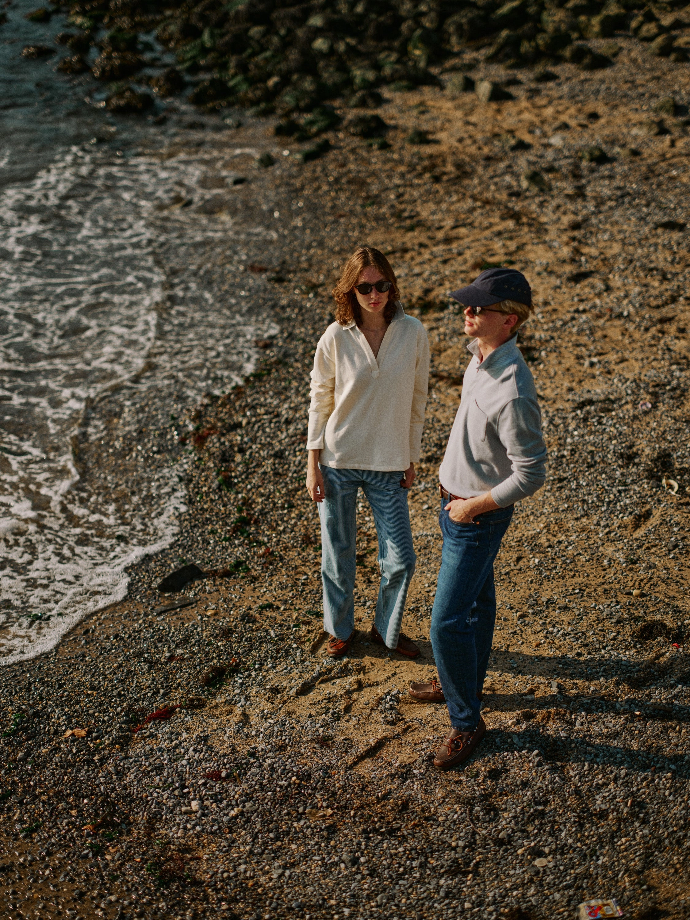 Lightweight Material Inlet Pullover in Cream Loopback Terry