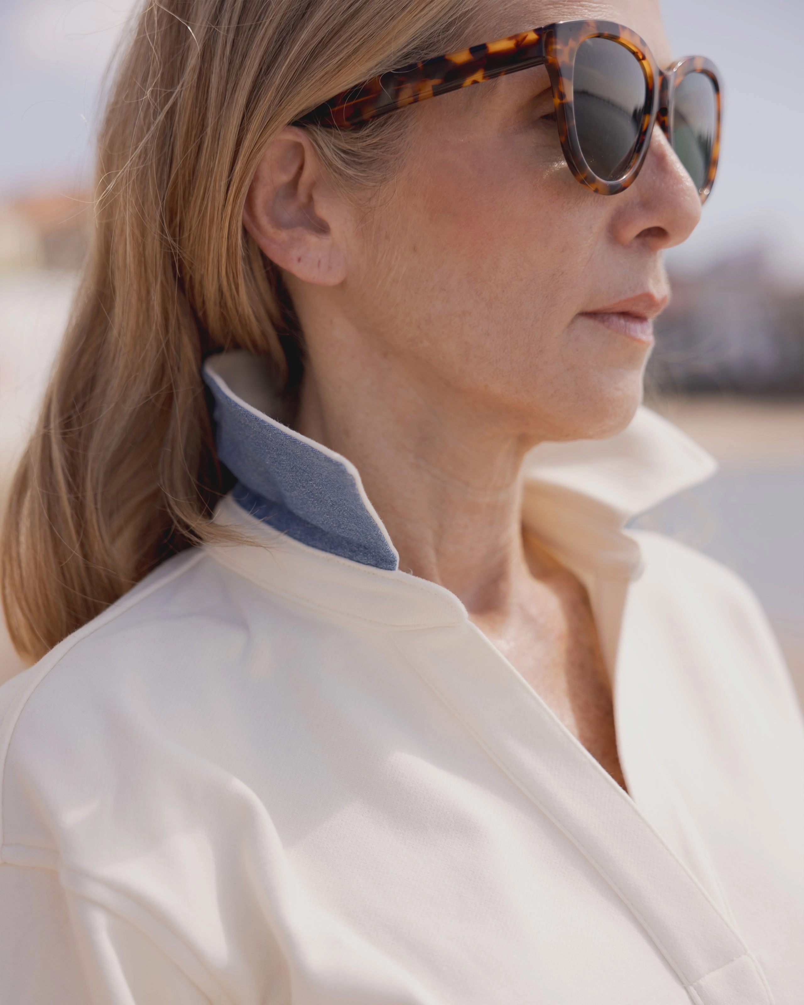 HighElasticity Thread Inlet Pullover in Cream Loopback Terry