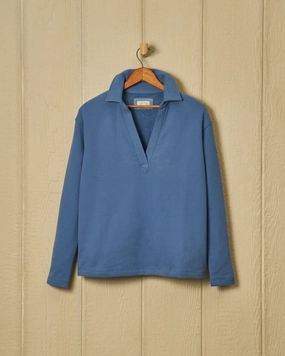 Inlet Pullover in Iris Loopback Terry Garment Washed Softness Neutral Tone Stitching