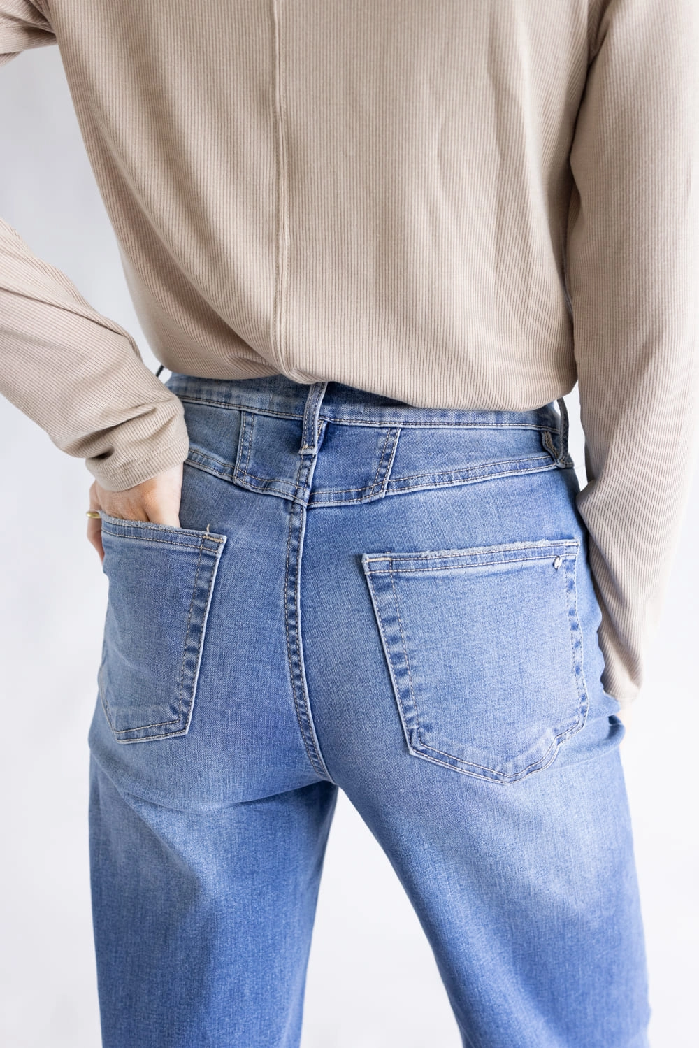 Mica High-Rise Medium Wash Clean Wide Leg Jeans for Women | MDP-W3567B Easy Care